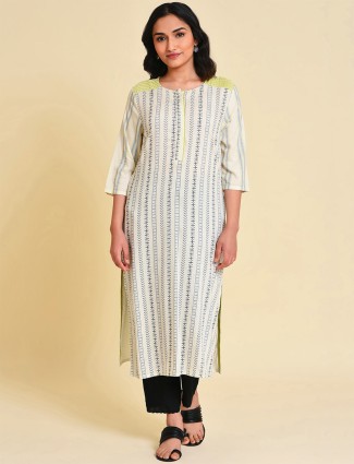 W Off White Printed Kurti