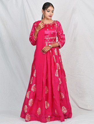 Magenta Wedding Georgette Anarkali Suit