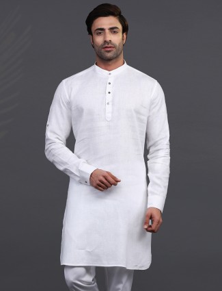 White Linen Kurta Suit for Men