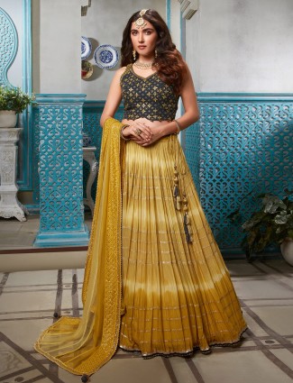 Yellow shaded silk lehenga choli